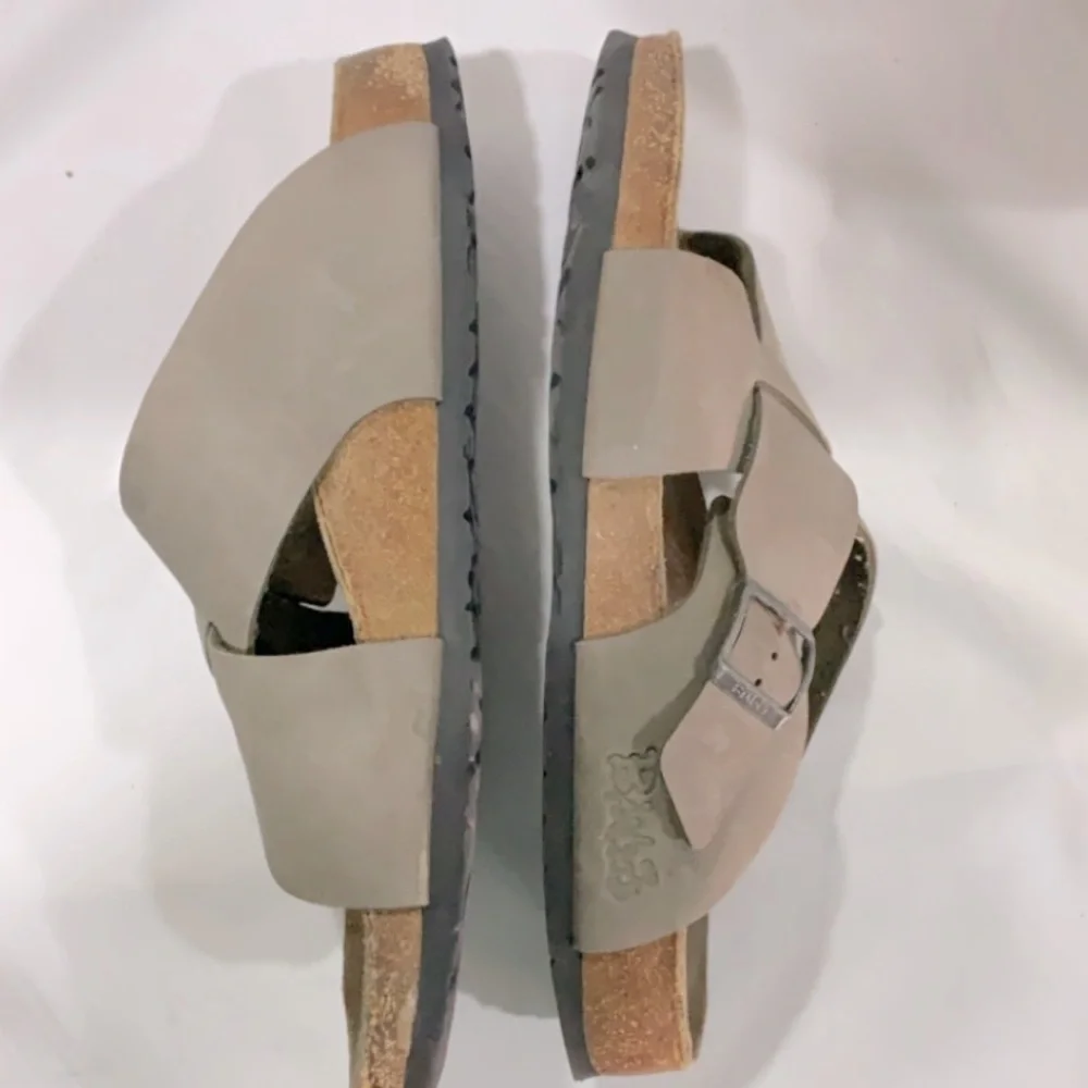 BIRKENSTOCK Criss Cross Slide Leather Sandals - Size 12